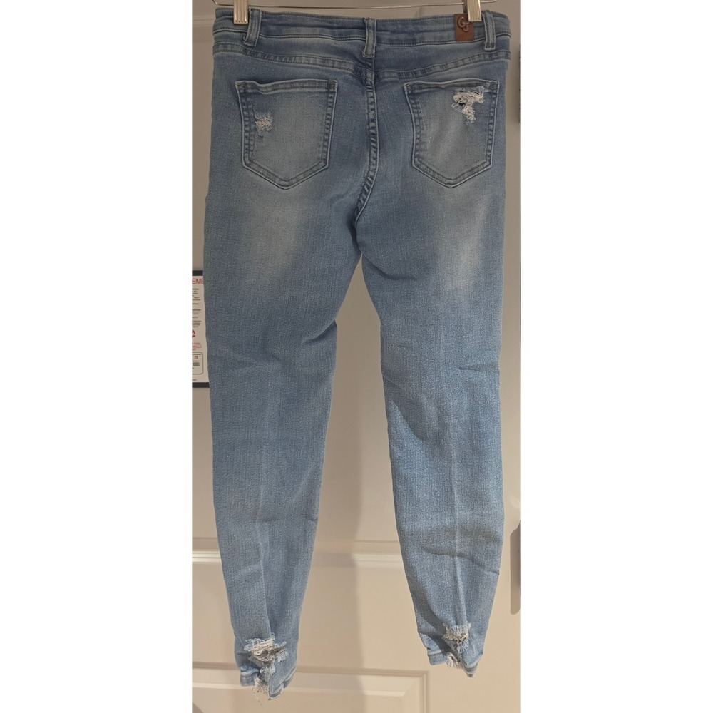 Gogo Jeans Womens Size 7 Light Wash Distressed Ripped Skinny Mid Rise Denim - Picture 2 of 6